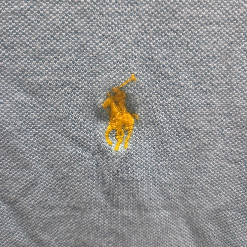 Polo Ralph Lauren Mens Light Blue Pique Cotton Polo Shirt Yellow Pony Size M - Picture 3 of 7